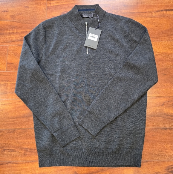 G/Fore G4 Golf Sweater Sleeve Logo 1/4 Zip Charcoal Wool Size S